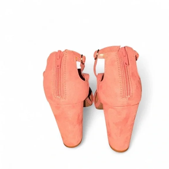 Christian Siriano Blush Pink Suede Double-Ankle Strap Block Heel - Size 8.5 - Picture 4 of 6